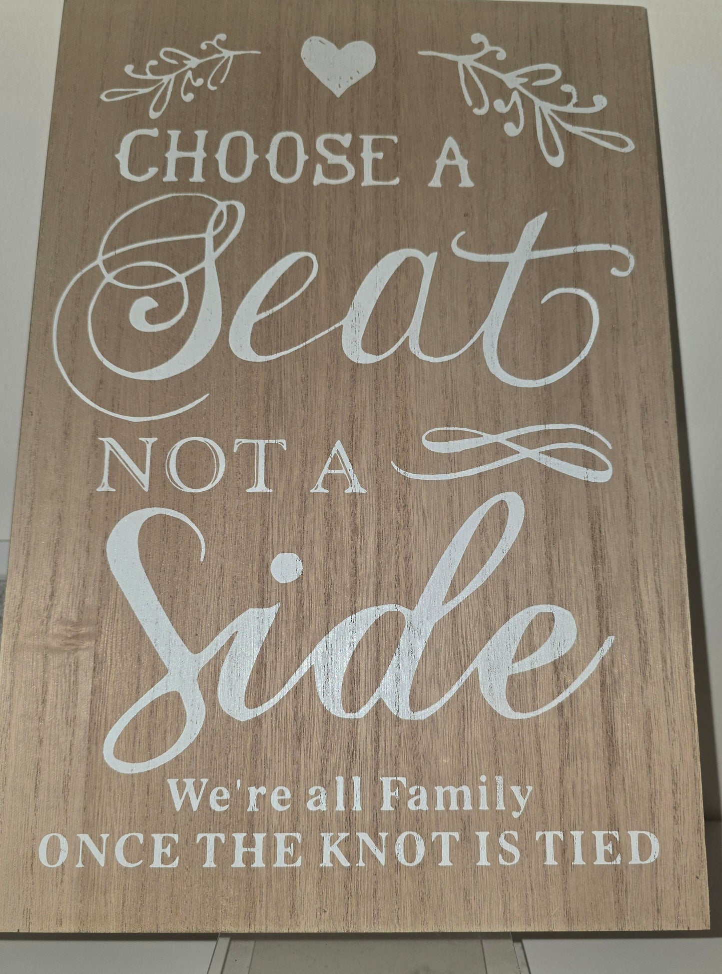 'Choose a seat' plaque