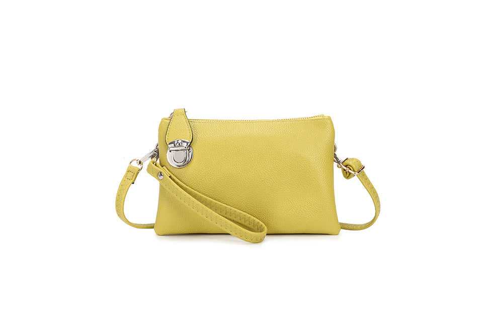 Crossover Body Handbag with clasp Yellow
