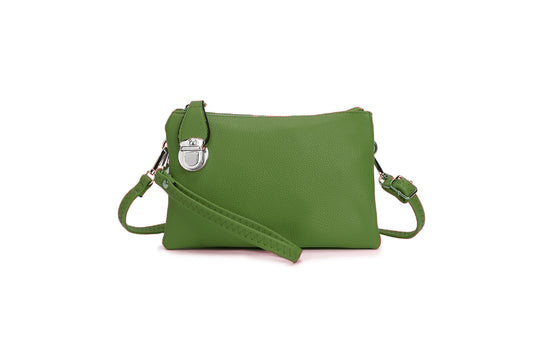 Crossover Body Handbag with clasp Green