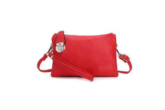 Crossover Body Handbag with clasp Red