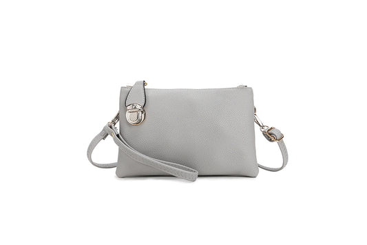 Crossover Body Handbag with clasp Light Grey