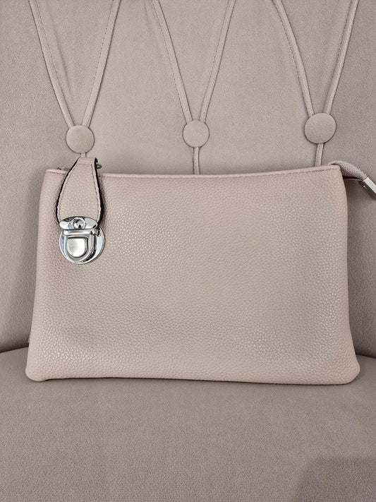 Crossover Body Handbag with clasp Blush
