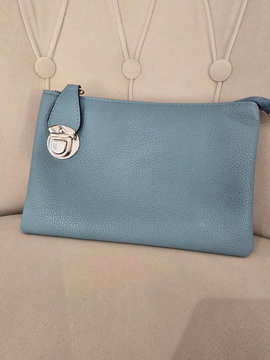 Crossover Body Handbag with clasp Denim