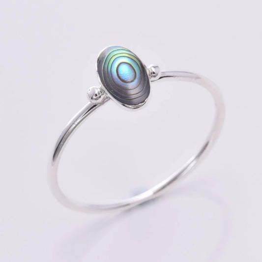 Silver Band with Abaole Ring size 8