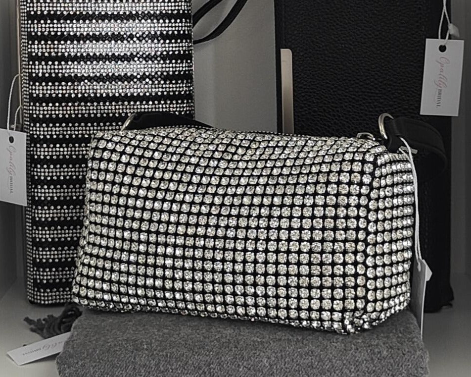 Shoulder Bag Silver Sparkles and Black