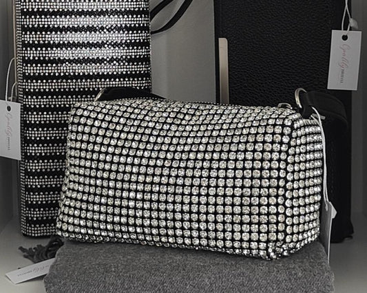 Shoulder Bag Silver Sparkles and Black