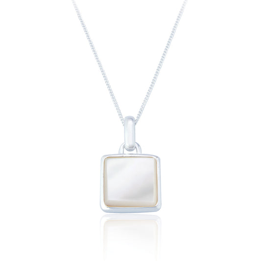 Mother of Pearl Square Silver Necklace