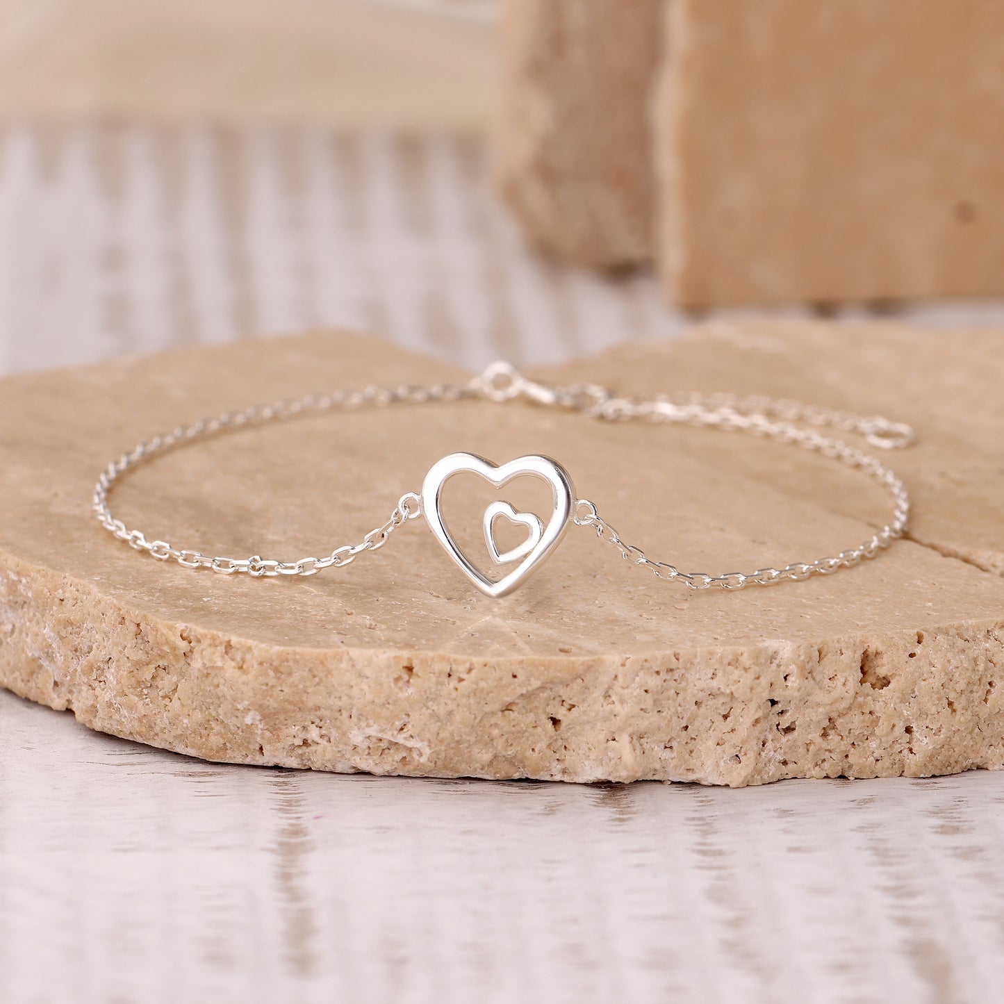 925 silver 2 Heart Bracelet