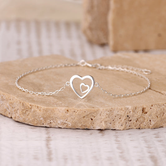 925 silver 2 Heart Bracelet