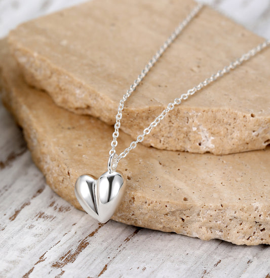 925 silver solid heart necklace